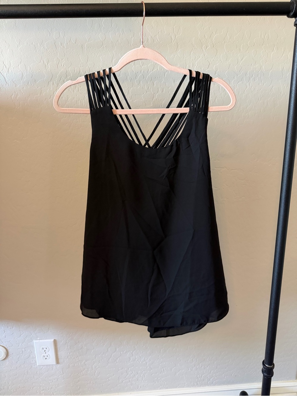 Black Strappy Back Sleeveless Tank Top